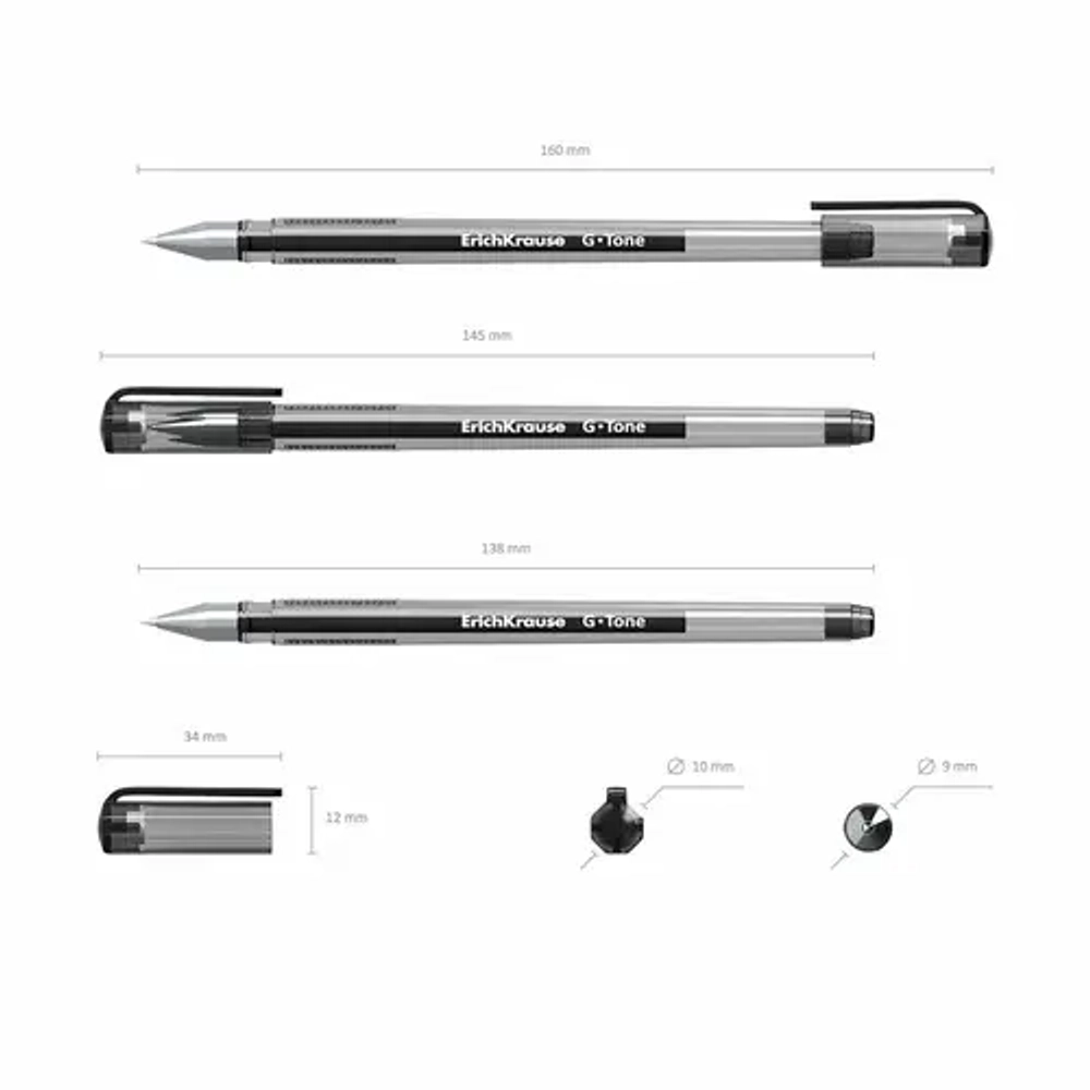Ручка гелевая чёрная ErihcKrause G Tone 0,4 мм