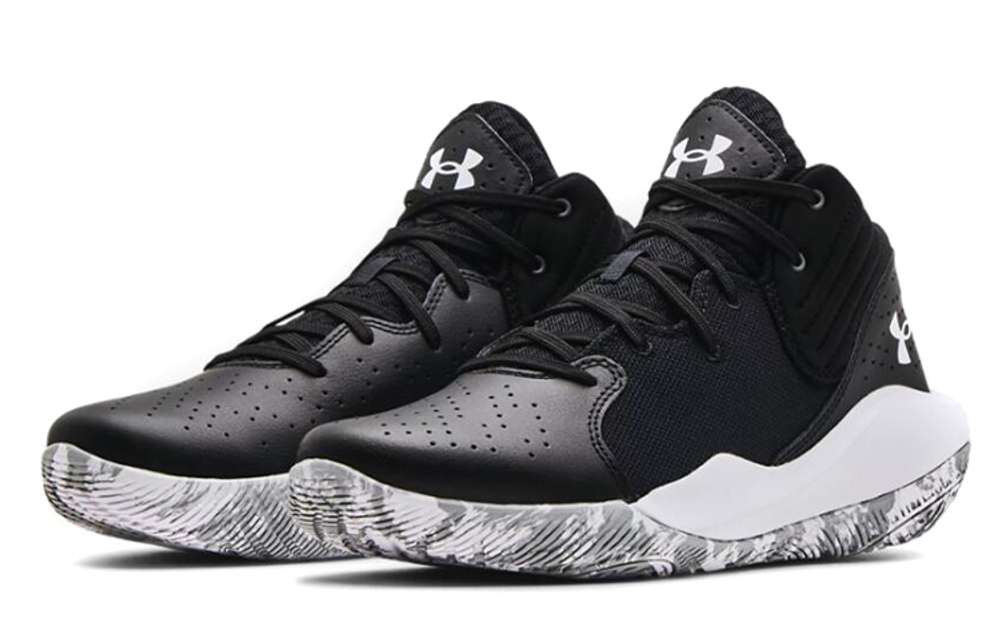 Under Armour Jet'21 round head non-slip wear-resistant breathable mid-top basketball shoes men's black