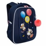 Ранец GRIZZLY анатомическая спинка, с брелоком, для девочек, "MICE", 36х29х18 см, RAf-392-3/3