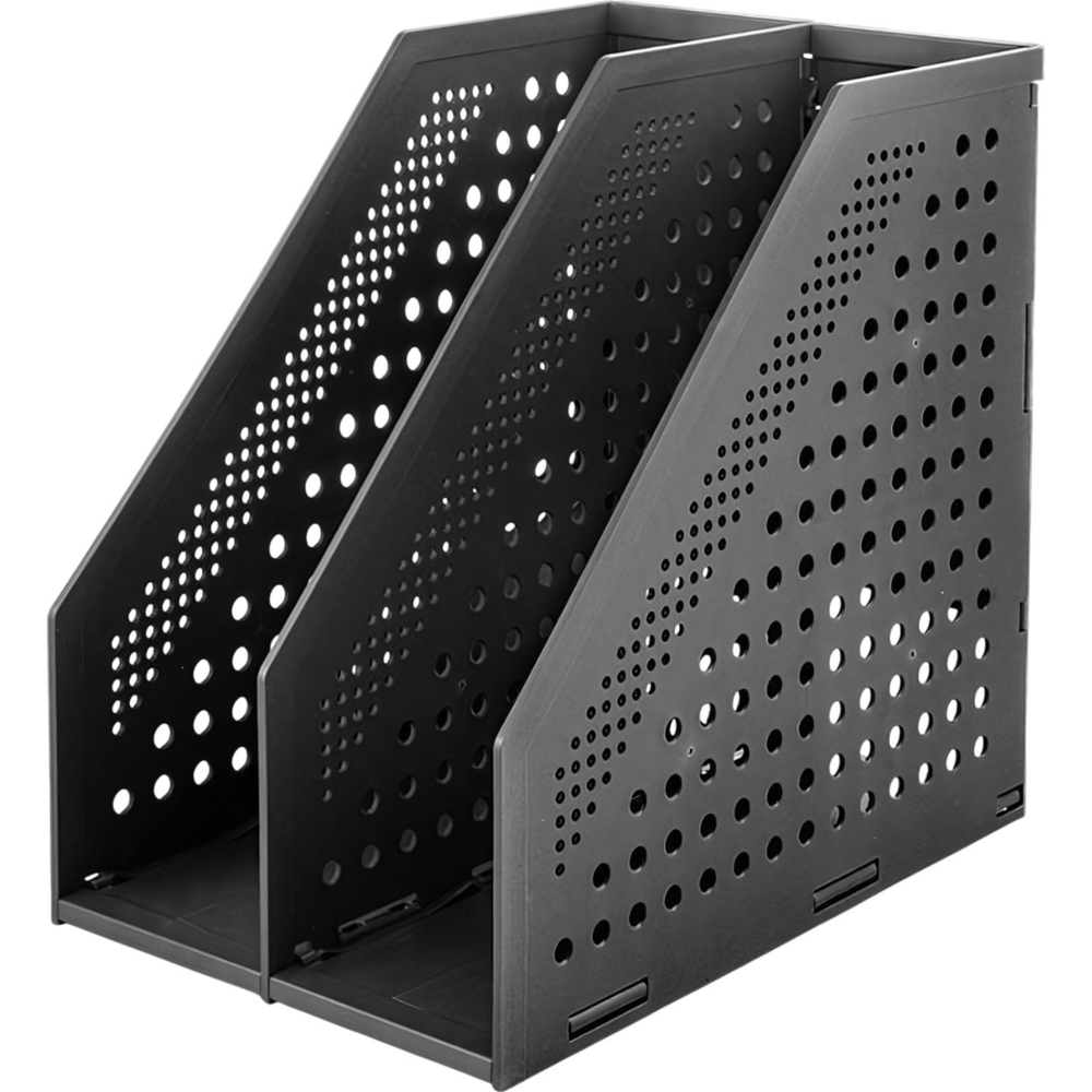 Лоток вертикальный Deli 78999Dark grey складной 2 отделения темно-серый