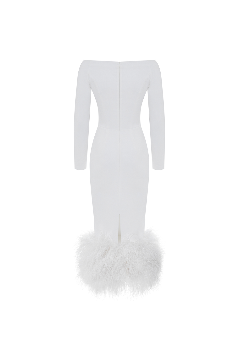 Платье миди удлиненное из крепа с бахромой