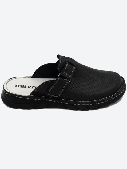 04 | "Luka" | Черные мужские медицинские сабо натуральная кожа (перфорация)