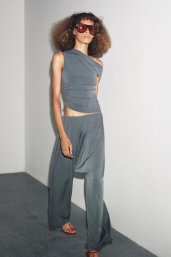 ZARA БРЮКИ ИЗ КРЕПА, АНТРАЦИТОВО-СЕРЫЙ