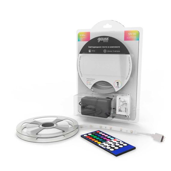 Светодиодная лента Gauss 6W/m 30LED/m 5050SMD разноцветный 5M BT011