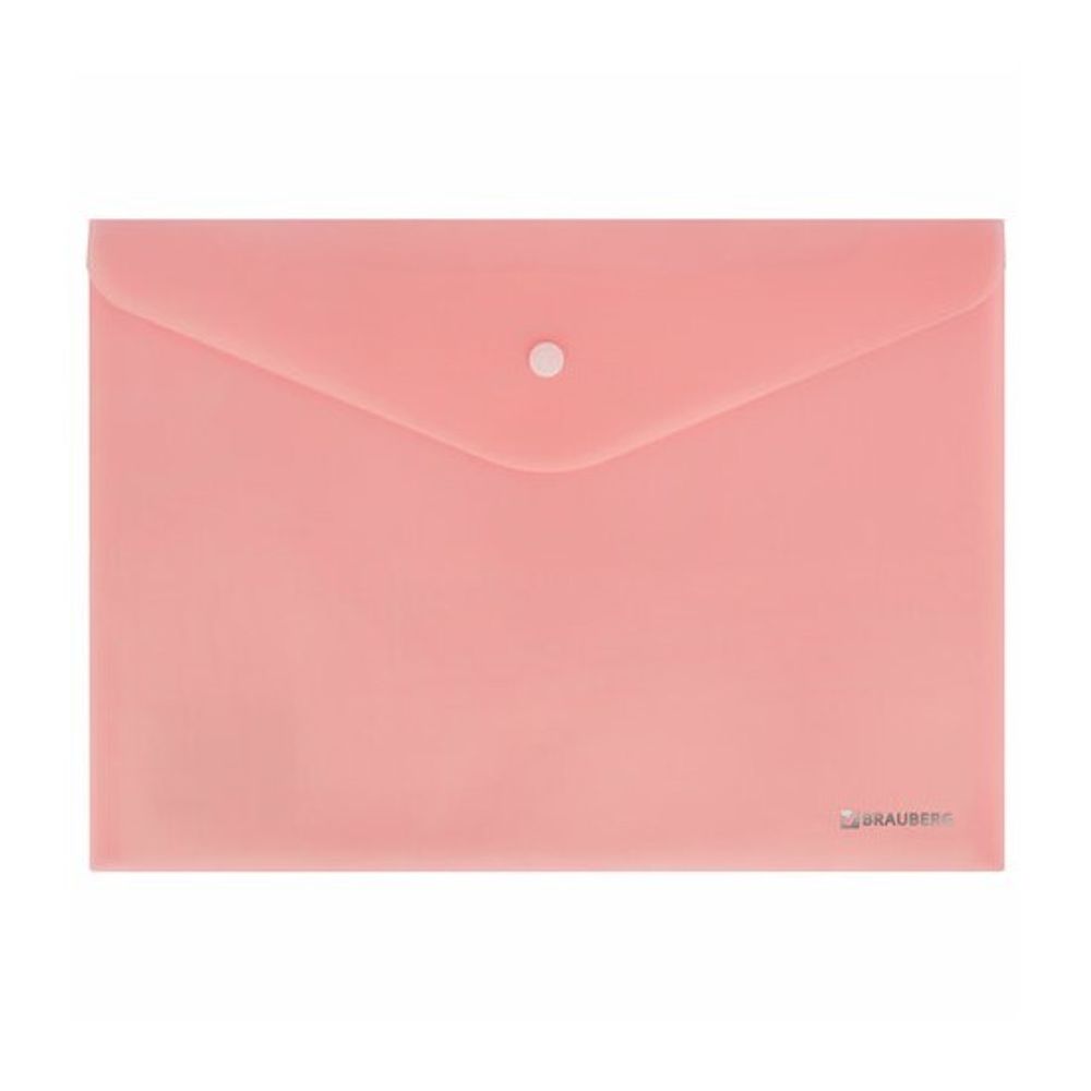 Папка-конверт на кнопке А4 Brauberg Pastel, 200 мкм, персиковая