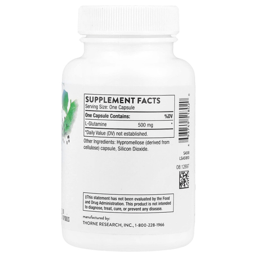 Thorne, L-глютамин, 90 капсул (500 мг в 1 капсуле)