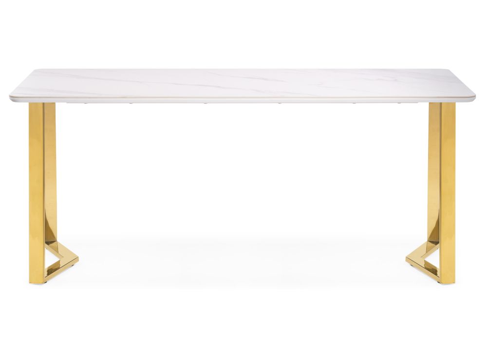 Керамический стол Селена 1 180х90х77 белый мрамор / золото