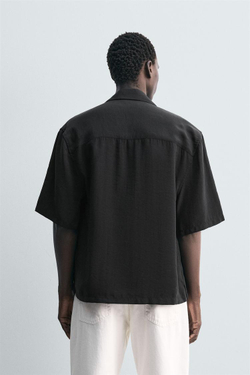 ZARА РУБАШКА-КИМОНО СТРУЯЩЕГОСЯ ПОКРОЯ, ЧЕРНЫЙ