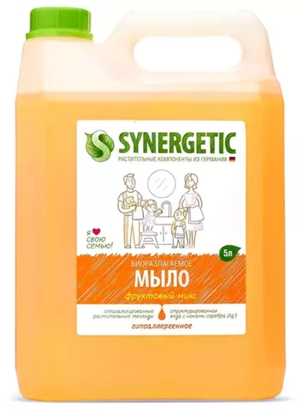 SYNERGETIC Жидкое мыло для рук и тела, Фруктовый Микс, 5 л