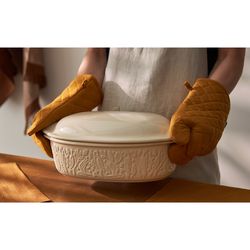 Прихватка-варежка из хлопка цвета карри из коллекции Essential, 33х17,5 см