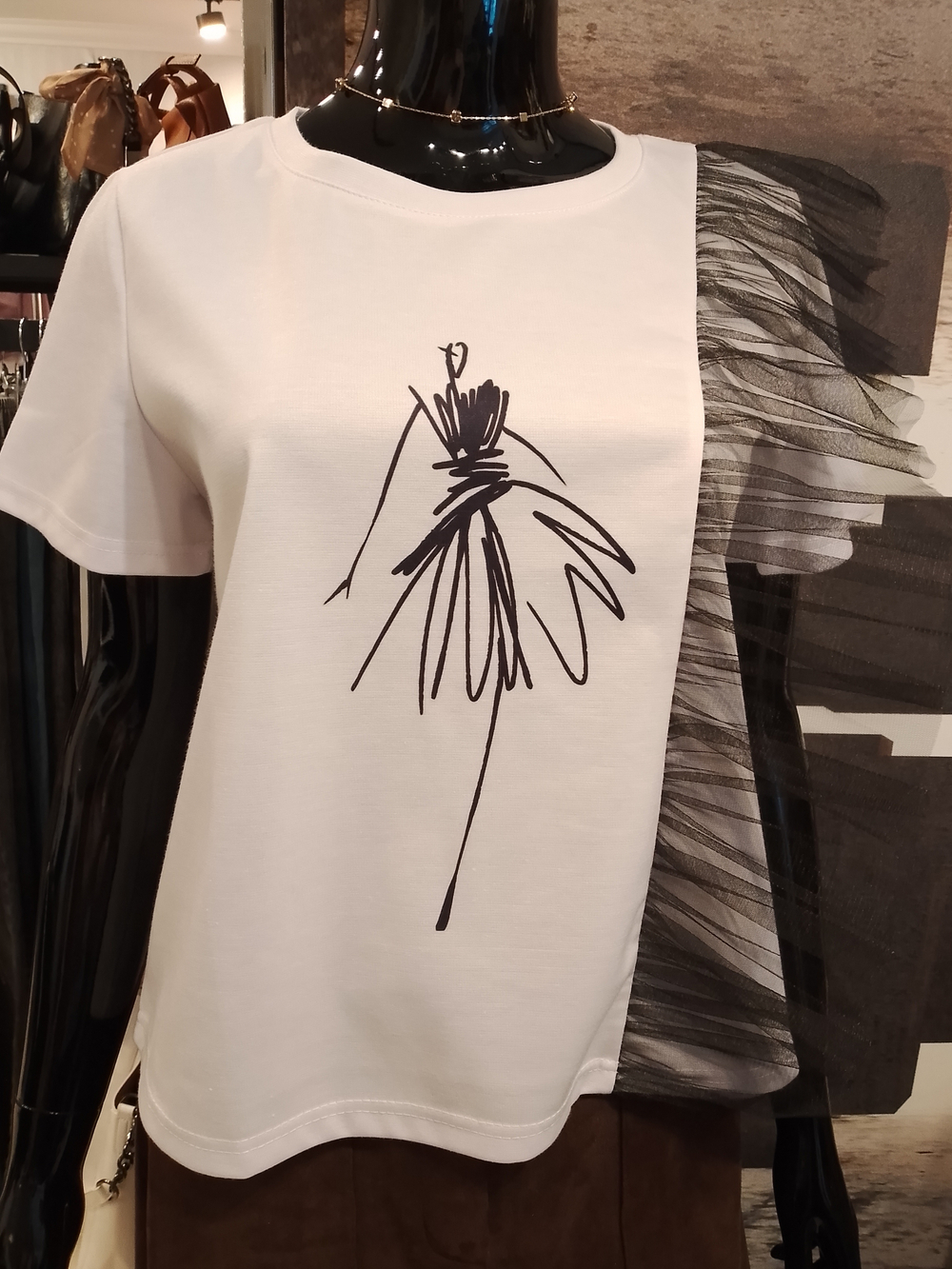 Футболка комбинированная с сеткой