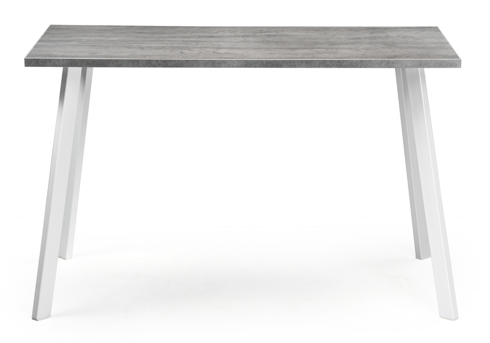 Стол деревянный Woodville Тринити Лофт 140х80 бетон светлый, белый матовый, ножки белые