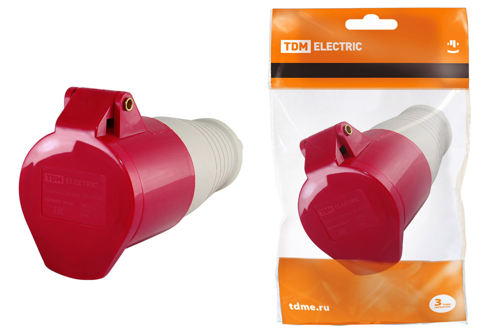 Розетка 225 переносная 3Р+РЕ+N 32А 380В IP44 TDM SQ0603-0014
