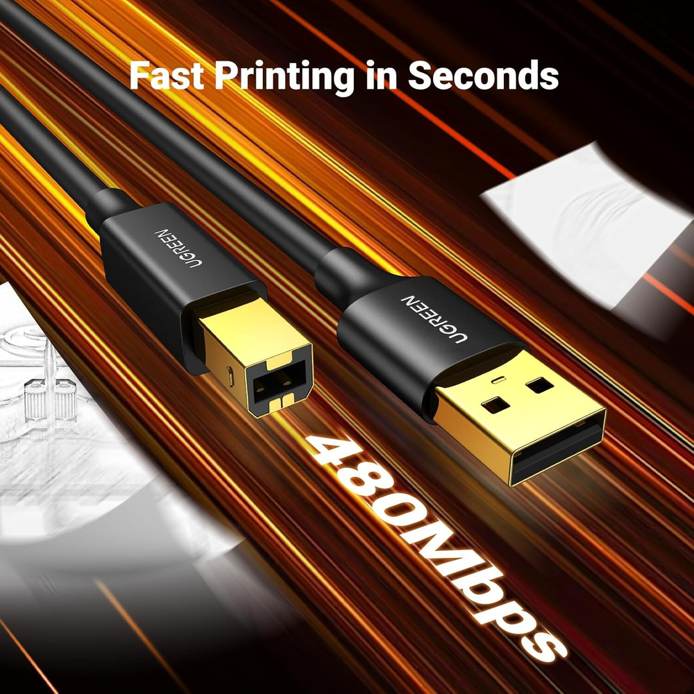 Кабель USB - USB A/B для принтера USB 1.5м. UGREEN 10350