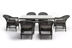 "Амароне" обеденная группа из искусственного ротанга на 6 персон, цвет графит