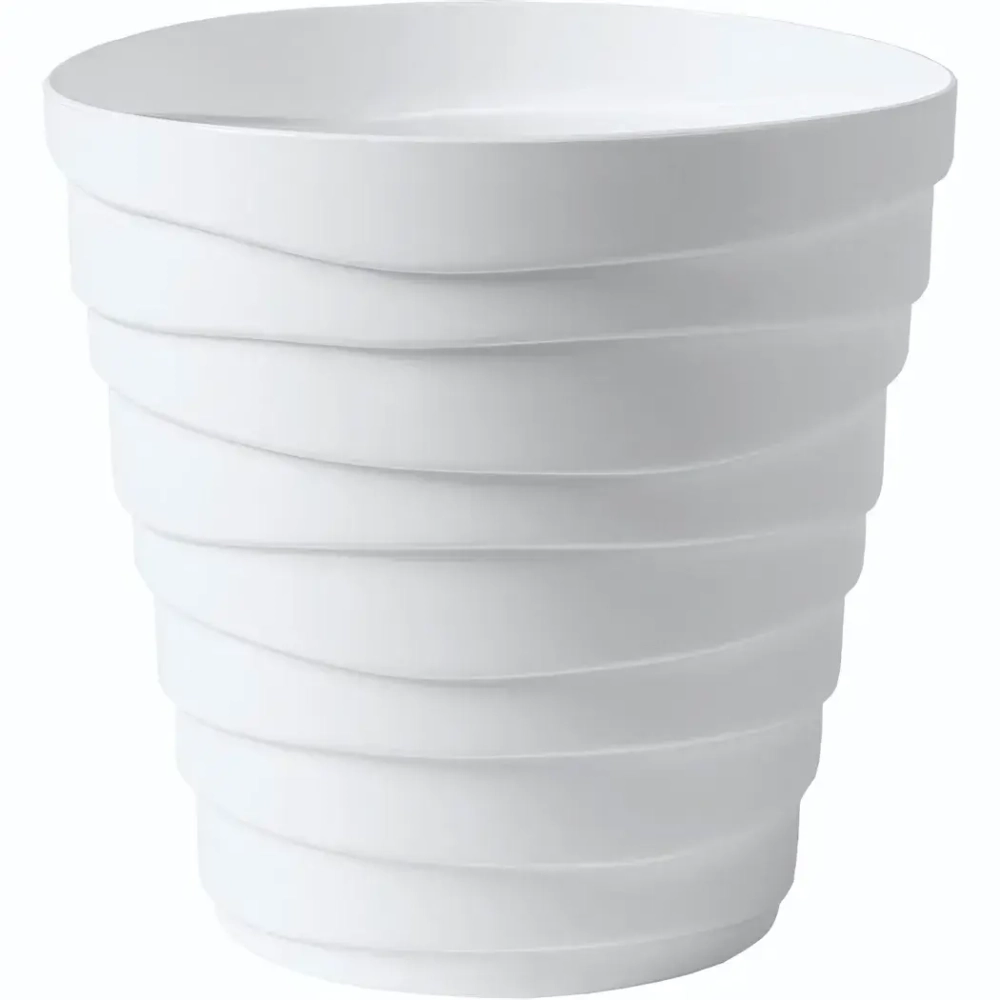 Кашпо для цветов пластиковое 1,4л d-14,5см «Бархан» Белый