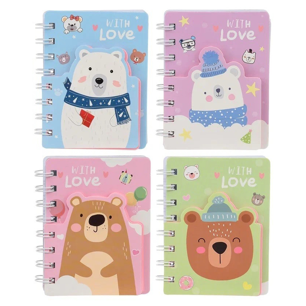 Блокнот Basir, формат А7, серия "Мишка", яркая объемная обложка, 60 листов, размер 11.3*8.5 см