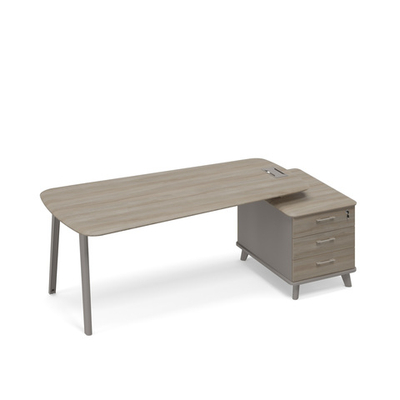 Стoл руководителя (тип 3) опорная тумба малая мокко премиум (корпус) / вяз либерти (столешница, топ, фасад)