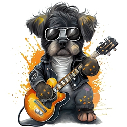 принт PewPewCat RockStar dog