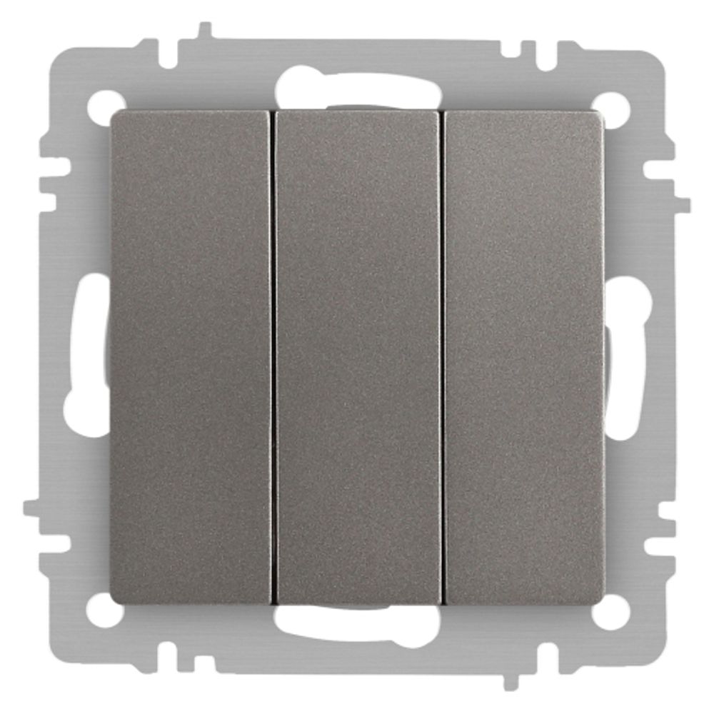 Выключатель Intro Accent 6-106-09 тройной, 10А-250В, IP20, СУ, AL/CU, титан | Intro