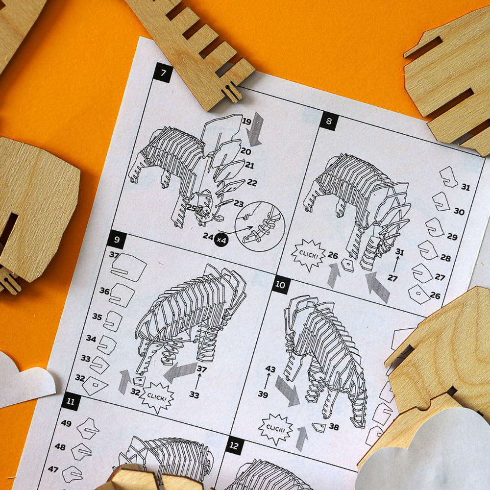 Деревянный конструктор "Маленький слон" / 23 детали. Купить деревянный конструктор. Сборная параметрическая модель животного.