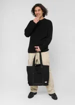 Шоппер FOS Объёмный из плотного хлопка с ручками из стропы черный