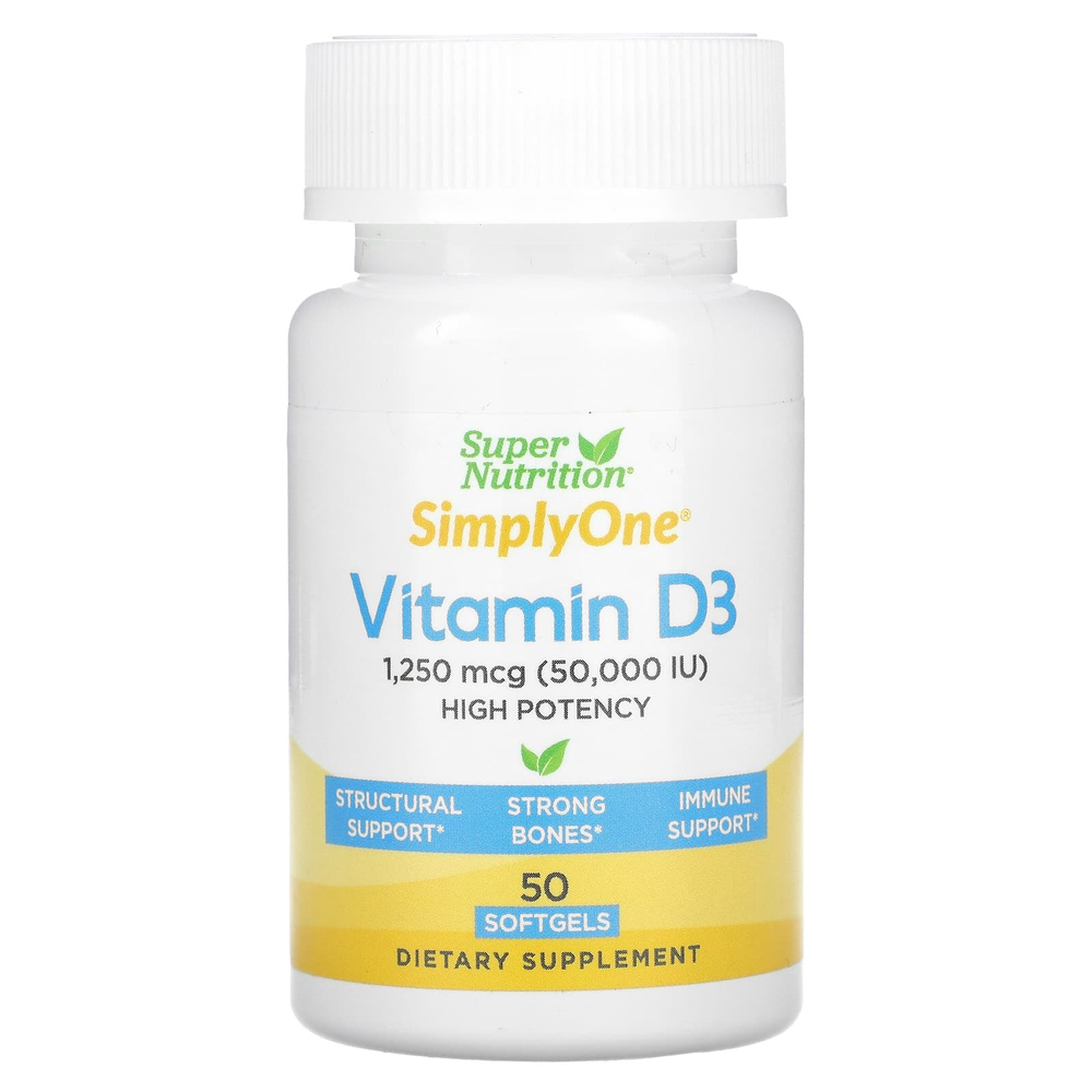 Super Nutrition, SimplyOne, витамин D3, 50 000 МЕ, 50 капсул