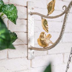 Кронштейн для цветов Птичка Терра Ливз Айвори Мраморное золото