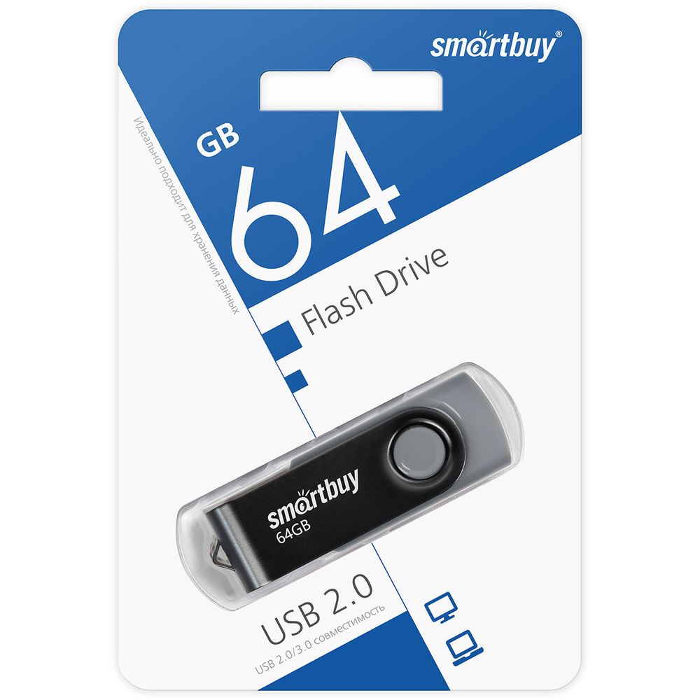 USB карта памяти 64ГБ Smart Buy Twist (черный)