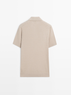 Massimo Dutti Поло из 100% хлопка с узором «косы», бежевый