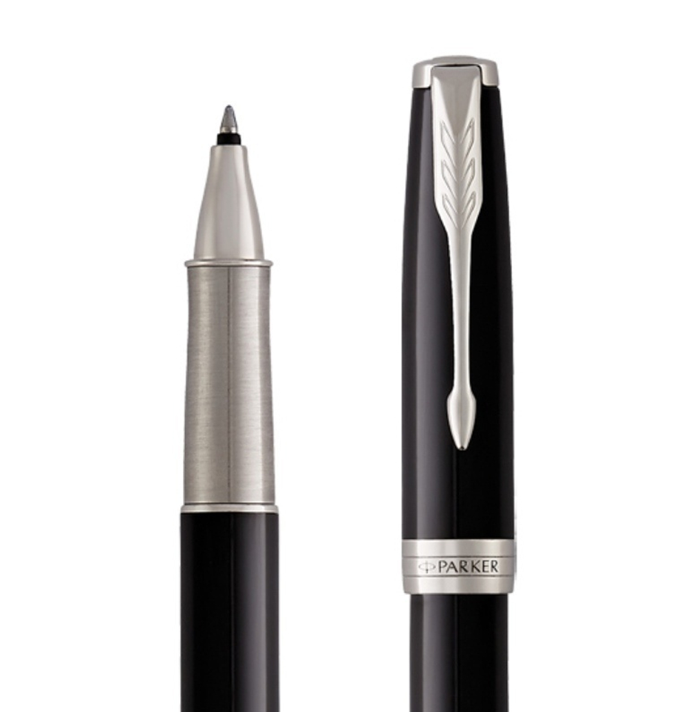 Ручка роллер Parker Sonnet  Lacquer Deep Black CT, стержень: F, цвет чернил: black, в подарочной упаковке