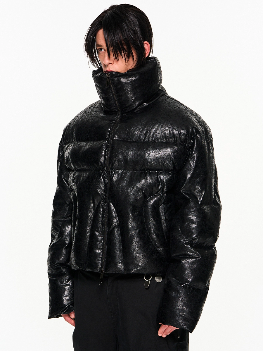 Пуховик BLIND "Crack" Leather Puffer Jacket