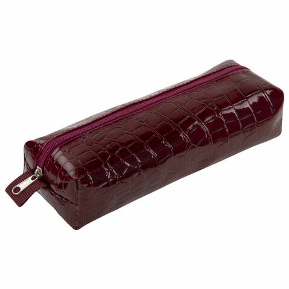 Пенал-косметичка BRAUBERG, крокодиловая кожа, 20х6х4 см, "Ultra maroon", 270849