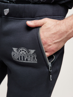 Спорт-брюки Варгградъ мужские тёмно-серые "Звезда с крыльями" с начёсом