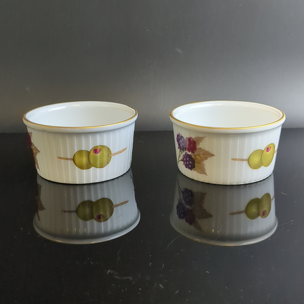 Набор из 6 жаропрочных рамекинов (формочек для духовки), Англия, Royal Worcester, рифлёные стенки, рисунок, винтаж времен СССР