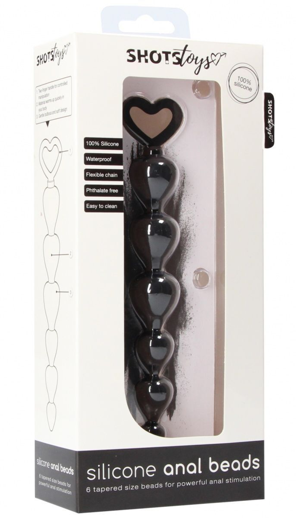 Черная анальная елочка Silicone Anal Beads - 17,5 см. (Цвет: черный)