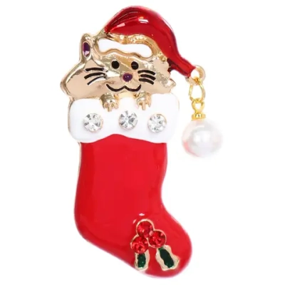 Брошь «Новогодняя Коллекция- Кот в валенке» 5*2,6 см