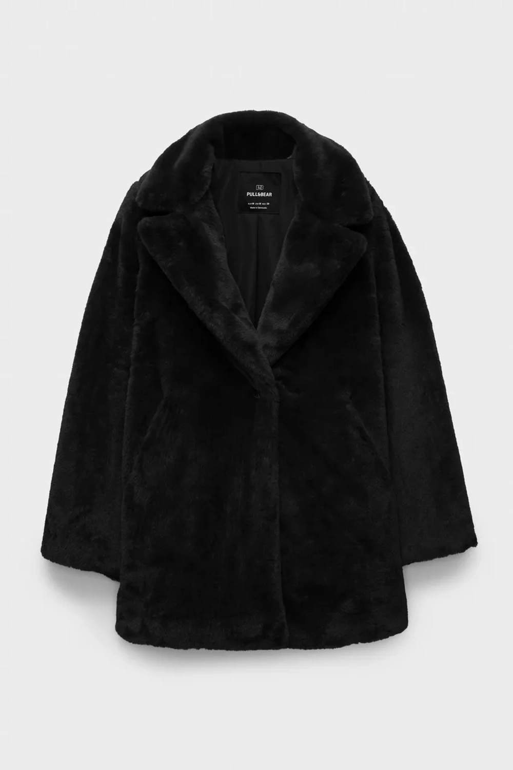 PULL&BEAR Шуба из искусственного меха, черный