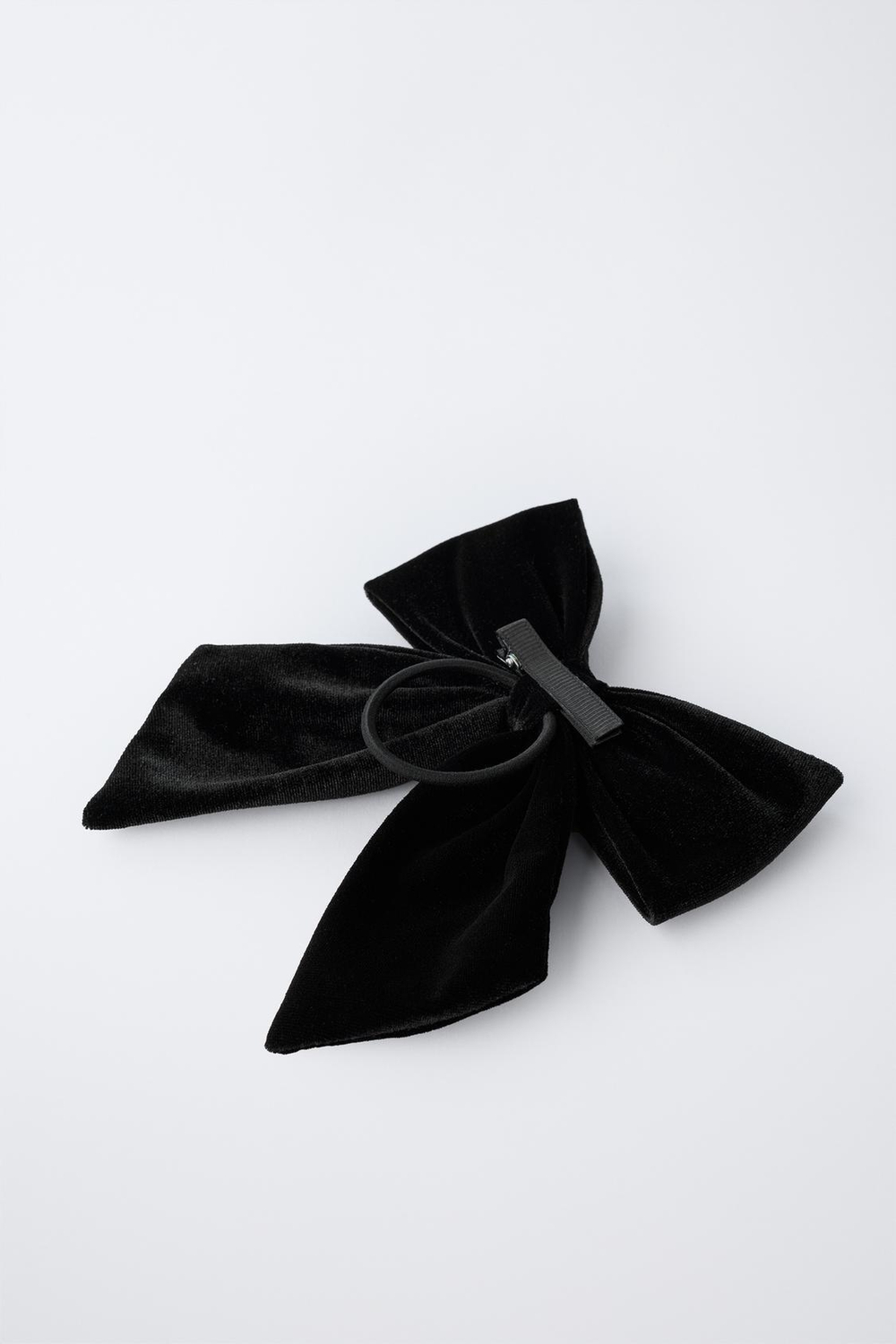 ZARA РЕЗИНКА ДЛЯ ВОЛОС С БАРХАТНЫМ БАНТОМ И ЧЕРЕПОМ, ЧЕРНЫЙ