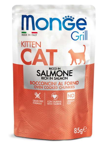 Влажный корм Monge Cat Grill для котят, с норвежским лососем, паучи 85 г