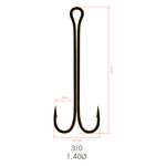 Крючки Saikyo двойн.Long Shank KH-11040  BN №3/0 (100шт)