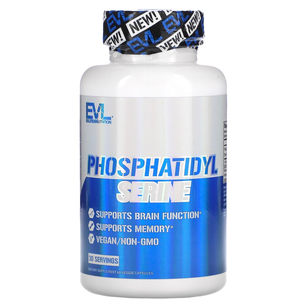 EVLution Nutrition, фосфатидилсерин, 60 вегетарианских капсул (150 мг в 1 капсуле)
