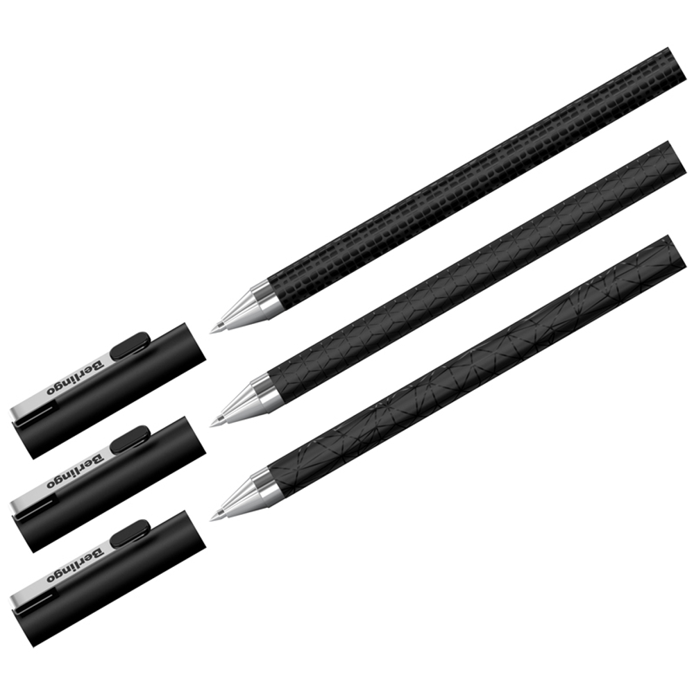 Ручка шариковая Berlingo "DoubleBlack" синяя, 0,7мм, игольчатый стержень