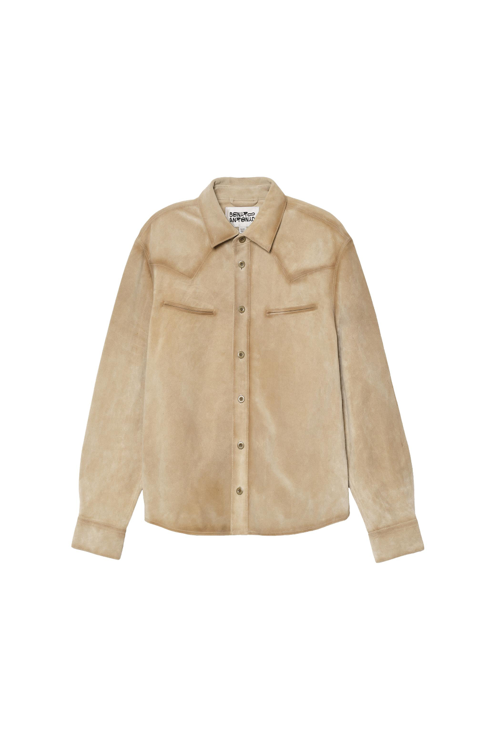 ZARA X BENITO ANTONIO КОЖАНАЯ КУРТКА-РУБАШКА, КРОТОВО-КОРИЧНЕВЫЙ