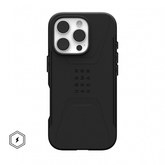 Чехол UAG Civilian для iPhone 16 Pro 6.3&quot; черный (Black) 114444114040