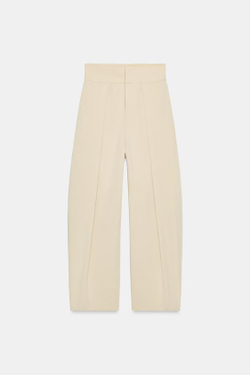 ZARA БРЮКИ BALLOON С ЗАЩИПАМИ, БЕЖЕВЫЙ