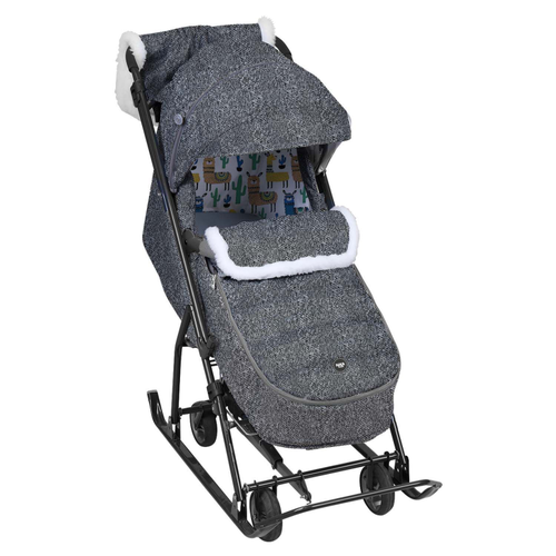 Санки-коляска Наши детки 6 НДТ6/1 серый с ламами