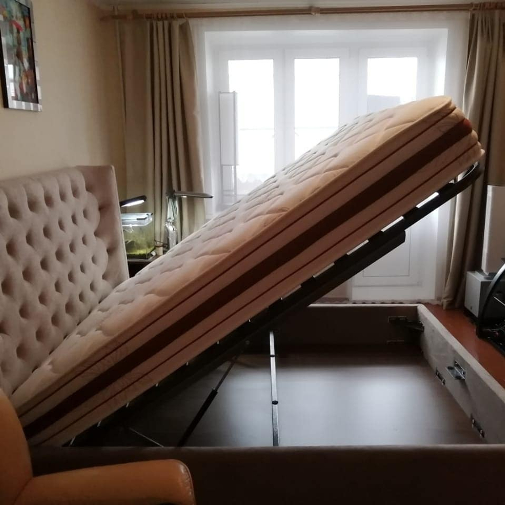 Кровать 1726 BEIGE бежевая с ящиком для белья