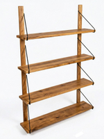 Полка настенная, 80х19х118, Алина, для ванной, стеллаж деревянный, массив дуба, MAKOSA