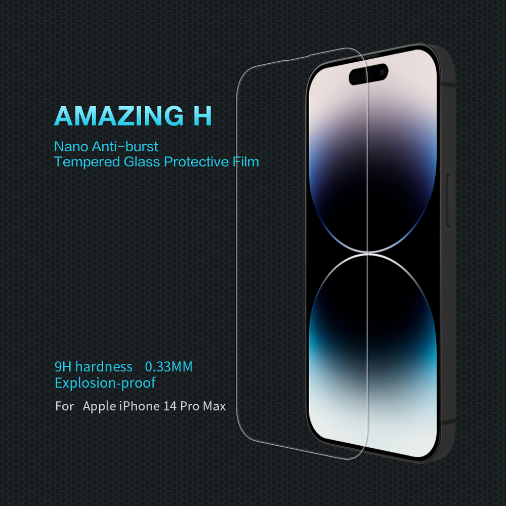 Защитное стекло с прозрачными рамками от Nillkin для iPhone 14 Pro Max, серия H Anti-Explosion Glass Screen Protector